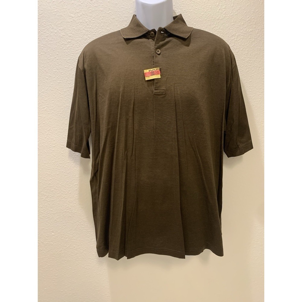 Bugatchi Pullover Golf Short Sleeve Shirt Mens M Brown Egyptian Cotton (B322)